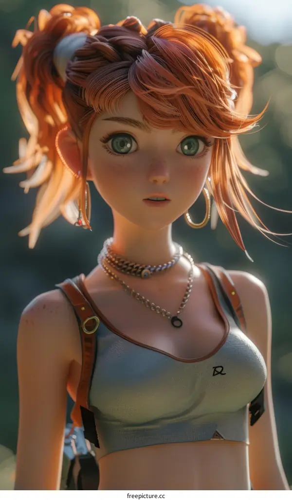 Illustration of a redheaded girl with green eyes