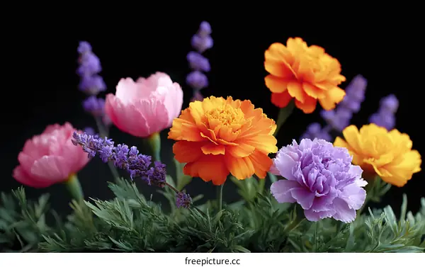 Vibrant Colorful Flower Arrangement Close-up
