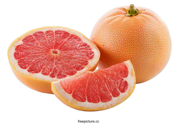 [Transparent Background PNG]Fresh Ripe Grapefruit Slices Isolated on White Background