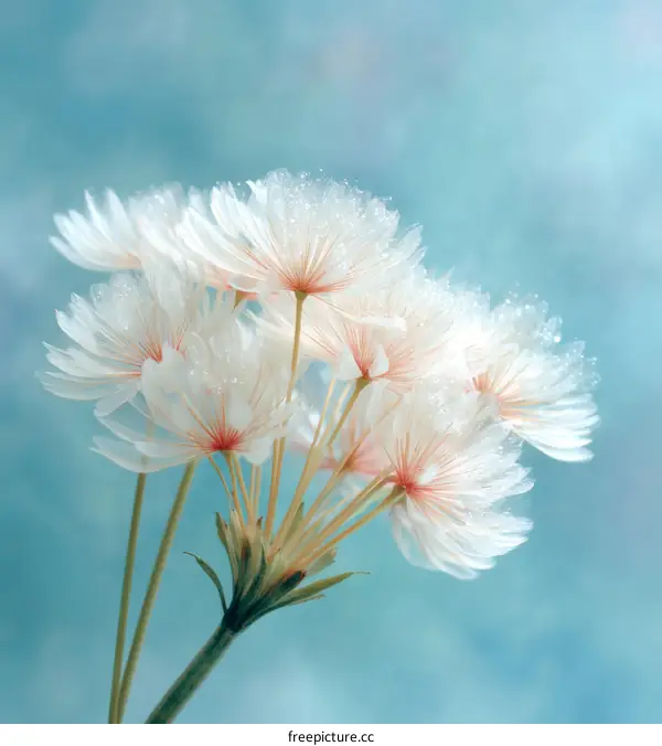 Delicate White Flowers with Dew Drops