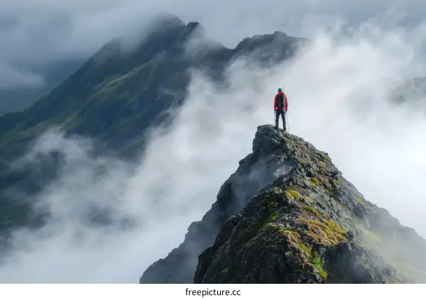 Man standing on top of a mountain looking at the view