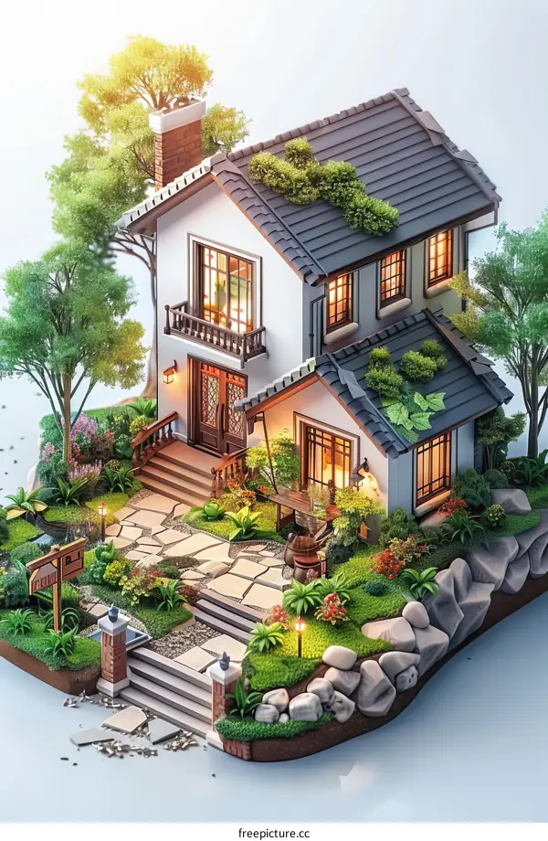 A beautiful house with a garden
