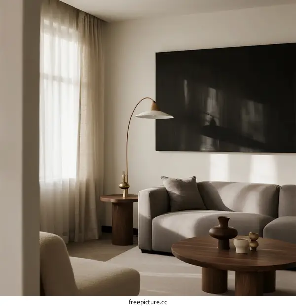 Modern Living Room with Neutral Colors and Minimalist Furniture