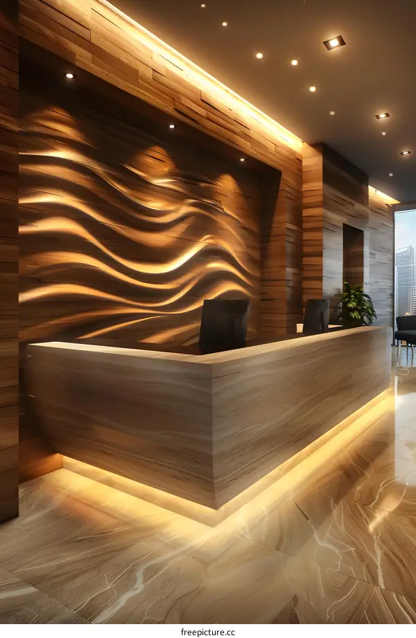 3d render of a modern office reception desk