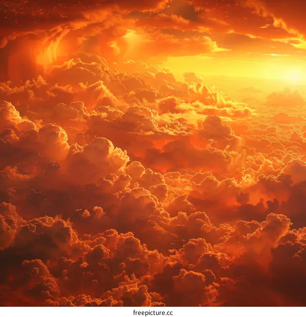 Awe-Inspiring Panoramic of Blazing Orange Clouds from Above