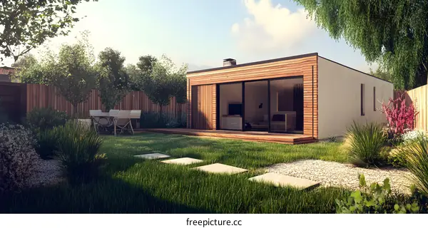 Modern Garden Home Design with Wooden Exterior