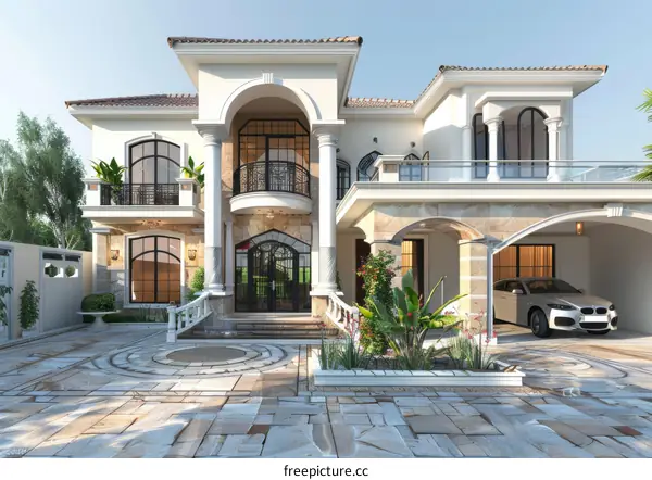 Luxury Mansion Exterior Design Illustration