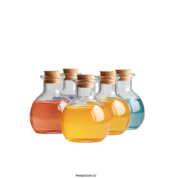 [Transparent Background PNG]Colorful Glass Bottles with Liquids