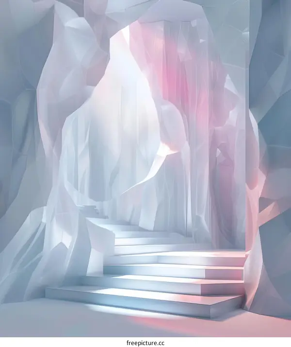 Glowing Stairway to an Icy Cave