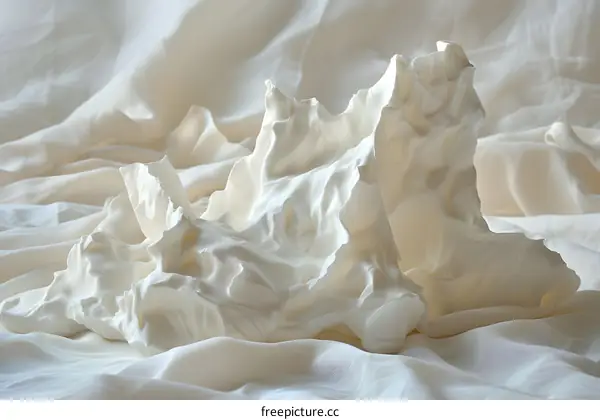 Abstract White Sculpture On Fabric
