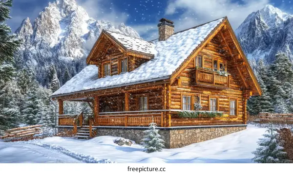 Winter Wonderland Log Cabin in the Mountains