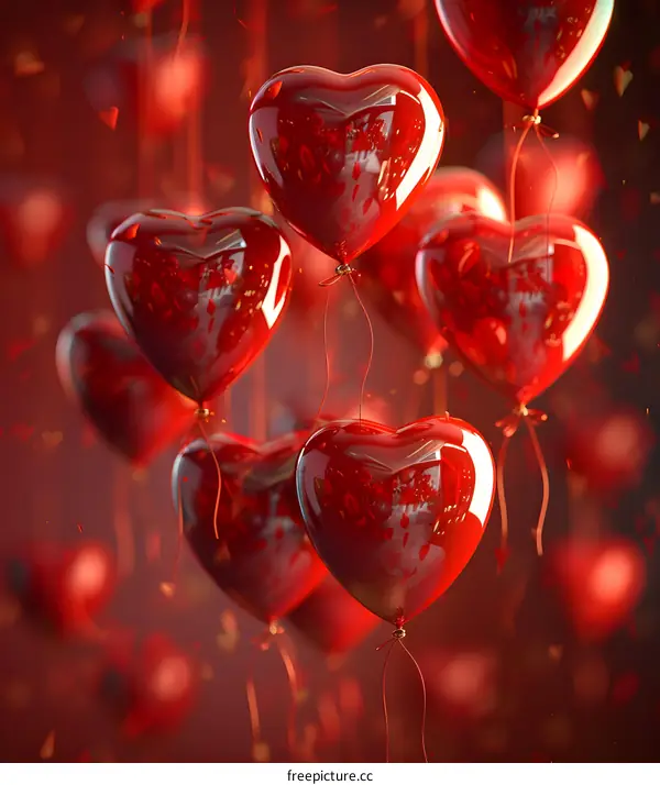 Red heart balloons
