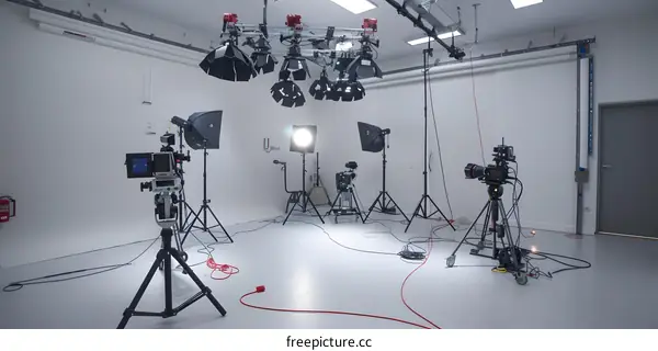 Studio Setup with Lighting and Camera Equipment