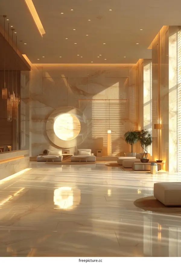 Spacious Interior Design of a Modern Hotel Lobby