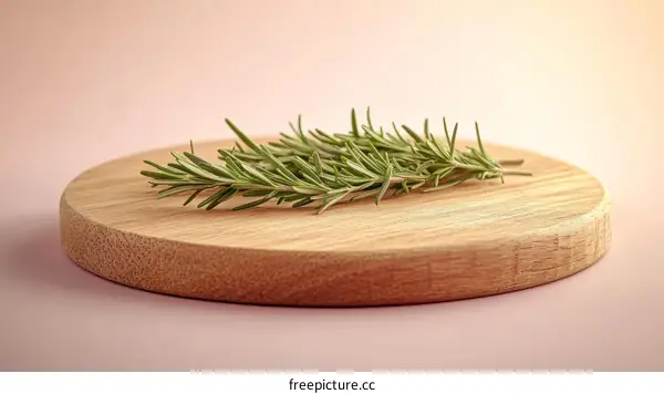 Fresh Rosemary Sprigs on Wooden Cutting Board