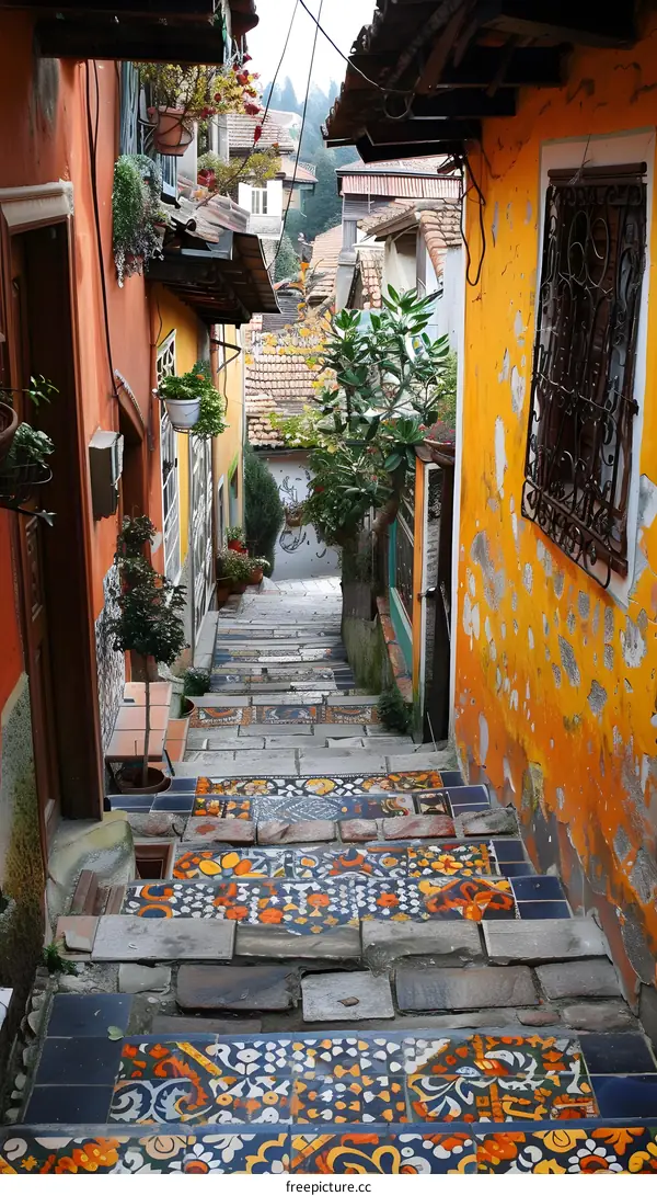 Colorful Mosaic Stairway
