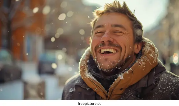 Man Laughing in the Snow