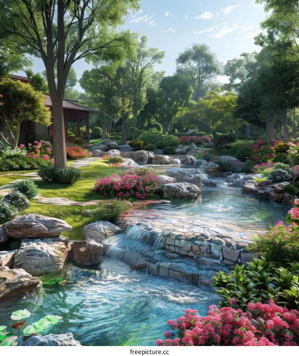 Beautiful Zen Garden with Water Feature