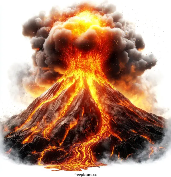 Erupting Volcano Majestic Landscape