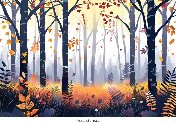 Autumn Forest Landscape Illustration
