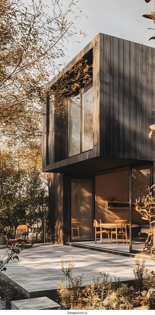 Modern Minimalist Architecture Design House With Black Wood Paneling Exterior