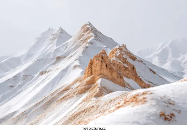 Snowy Mountain Peaks and Valley Landscape