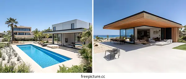 Modern Minimalist Home Architecture With Pool And Patio