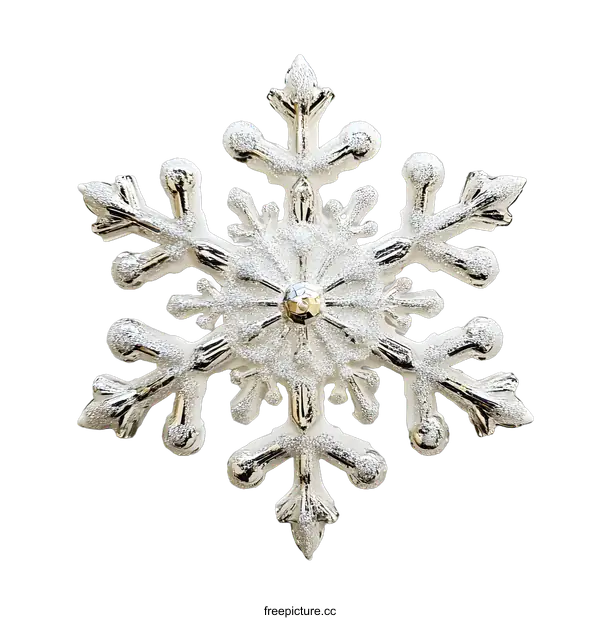 [Transparent Background PNG]Silver Glitter Snowflake Christmas Ornament