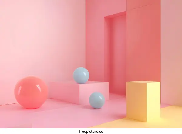 Abstract Pastel Pink and Yellow Geometric Background
