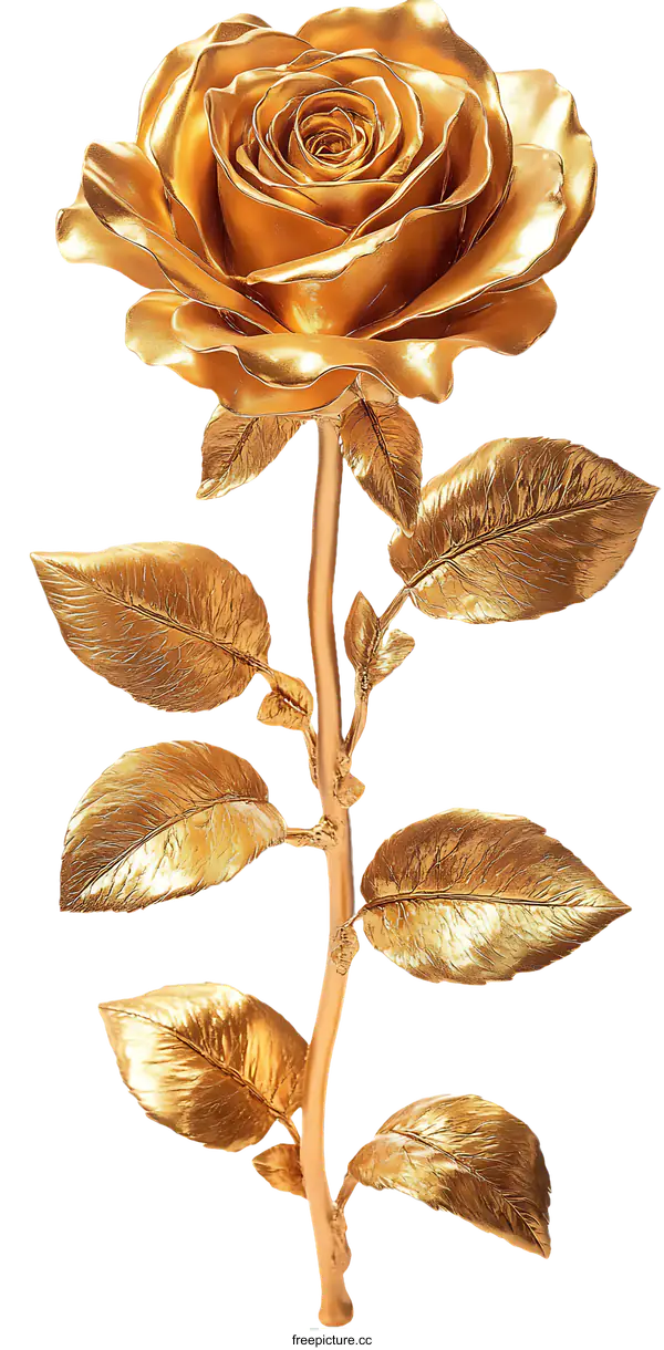 [Transparent Background PNG]Golden Rose Blossom Illustration