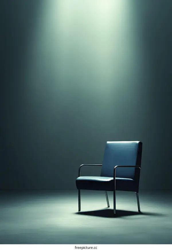 Single Chair in Empty Room with Spotlight
