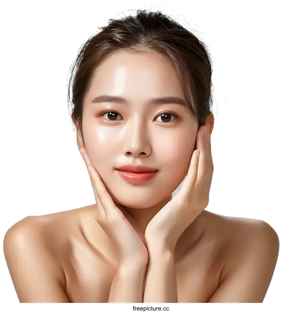 [Transparent Background PNG]Beautiful Asian Woman with Smooth Skin Posing in Studio