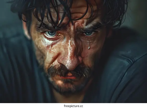 Portrait of a man with intense expression