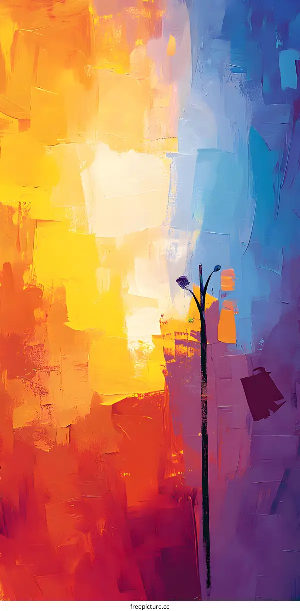 Abstract Acrylic Painting with Vibrant Colors and Minimalist Design