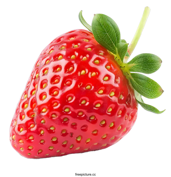 [Transparent Background PNG]Single Fresh Red Strawberry Isolated On White Background