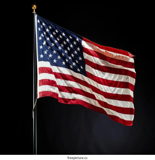 Close up of the American flag waving in the wind