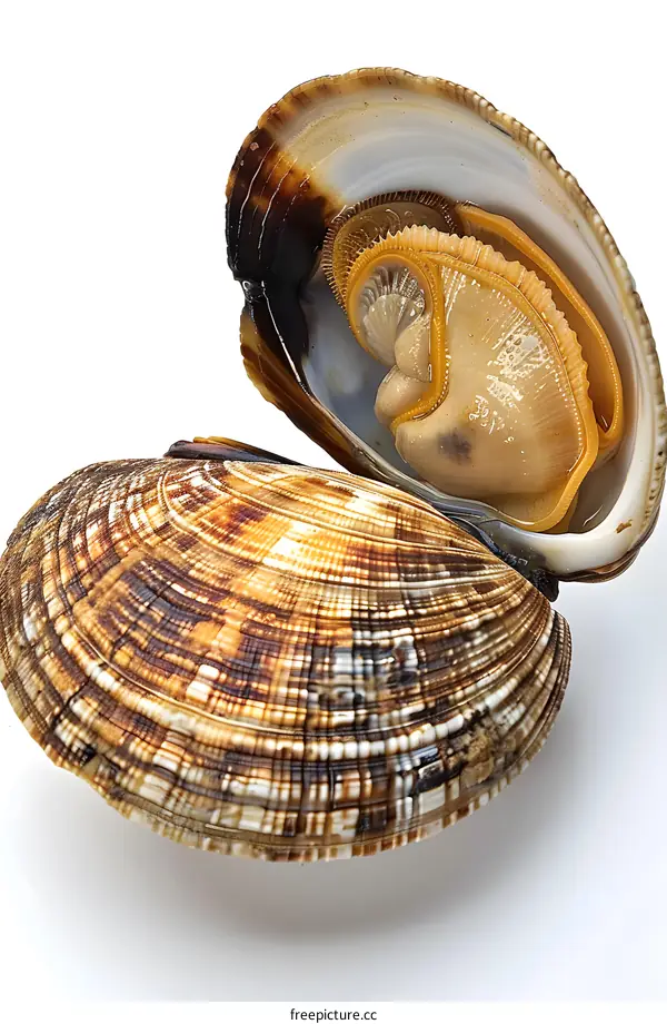 Open Hard Shell Clam Isolated on White