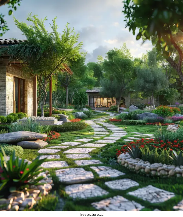 Garden path in a natural landscape