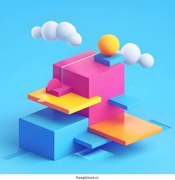 3D Abstract Geometric Shapes  Illustration