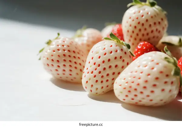 Fresh Pineberries with Red Seeds on White Background
