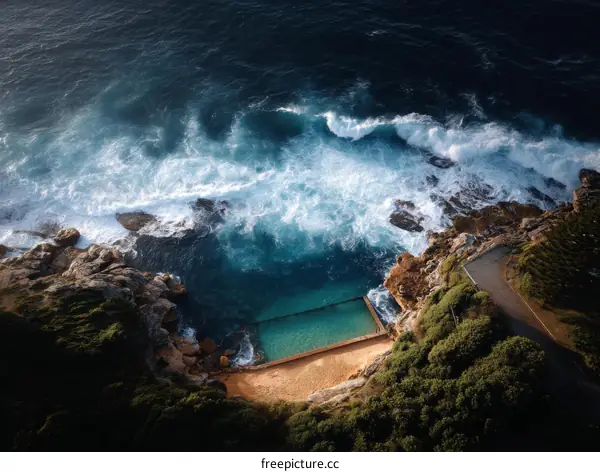 Coastal Pool Aerial View of a Natural Seascape