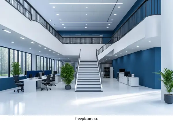 Modern Open-Plan Office Building Interior Design