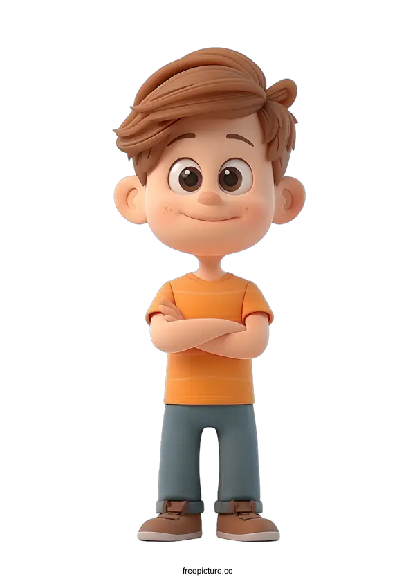 [Transparent Background PNG]3D rendering of a cute cartoon boy