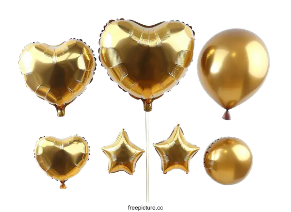 [Transparent Background PNG]Assorted Gold Balloons for Celebration