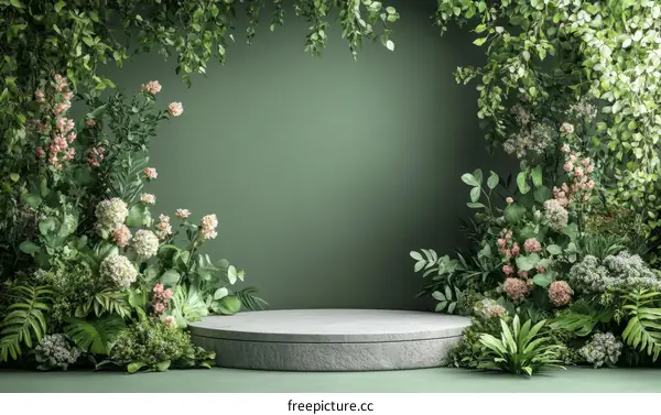 Elegant Green Botanical Display Podium