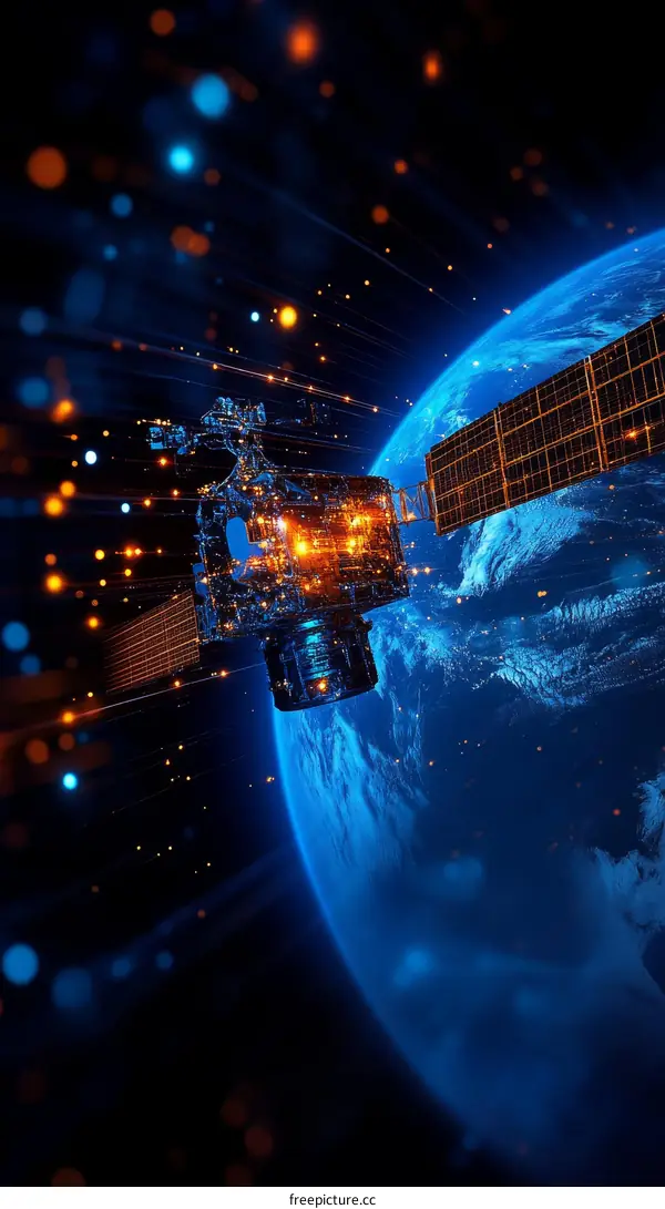 Satellite Orbiting Earth Digital Art