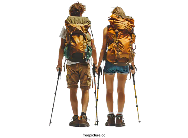 [Transparent Background PNG]Hiking Couple Backpacking Adventure