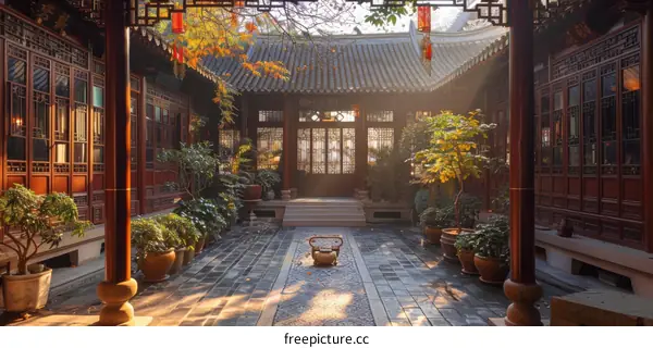 Courtyard of a traditional chinese courtyard house