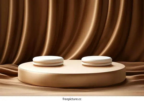 Beige and White Display Stand for Product Showcase