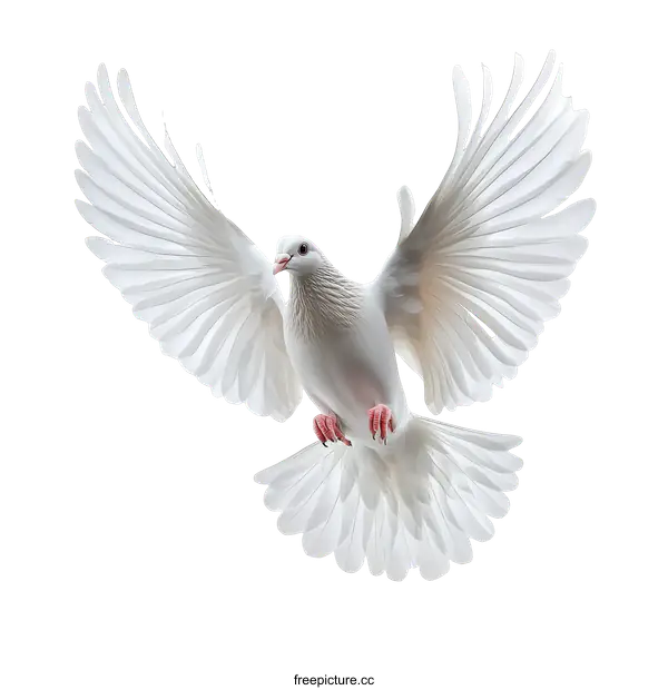[Transparent Background PNG]A Beautiful White Dove in Flight Against a Pure White Background